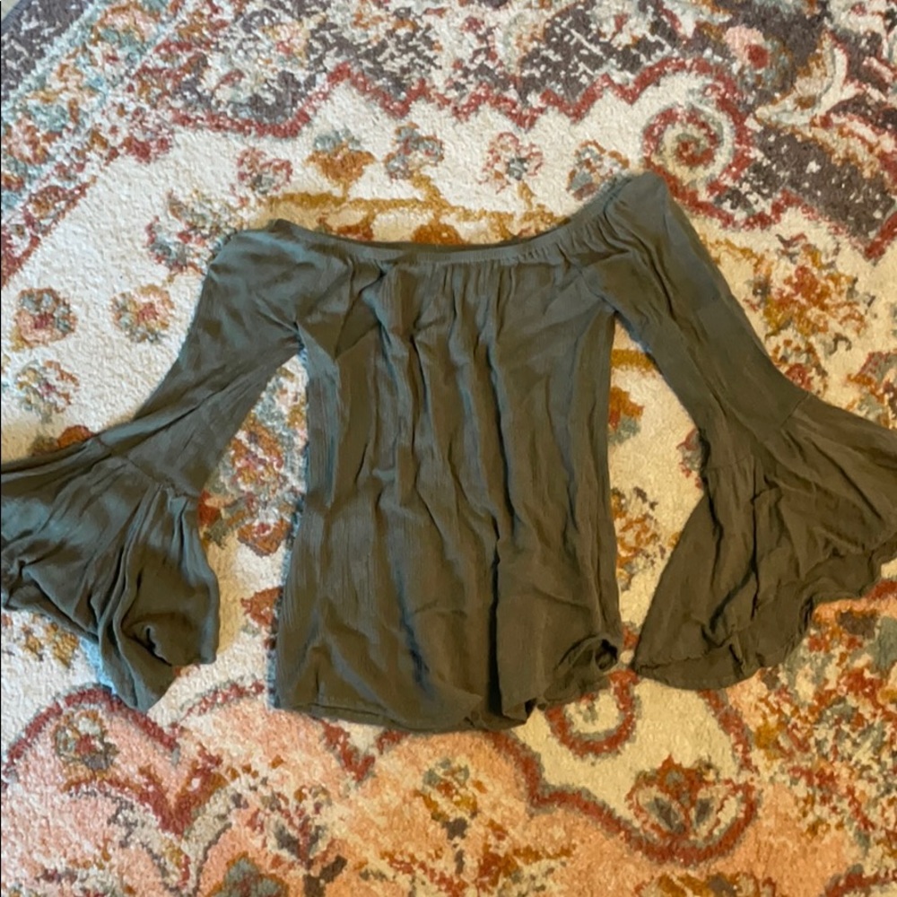 Off the shoulder bell sleeve top